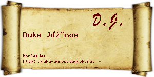 Duka János névjegykártya